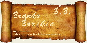 Branko Borikić vizit kartica